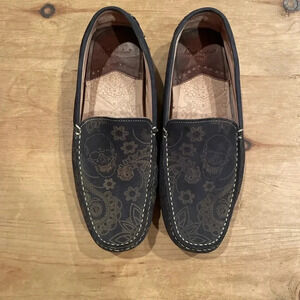 Robert Graham Brown Tan Paisley Skull Unisex Loafers Flats 10.5 Goth